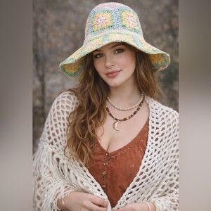 Colorful Crochet Sun Hat - granny squares